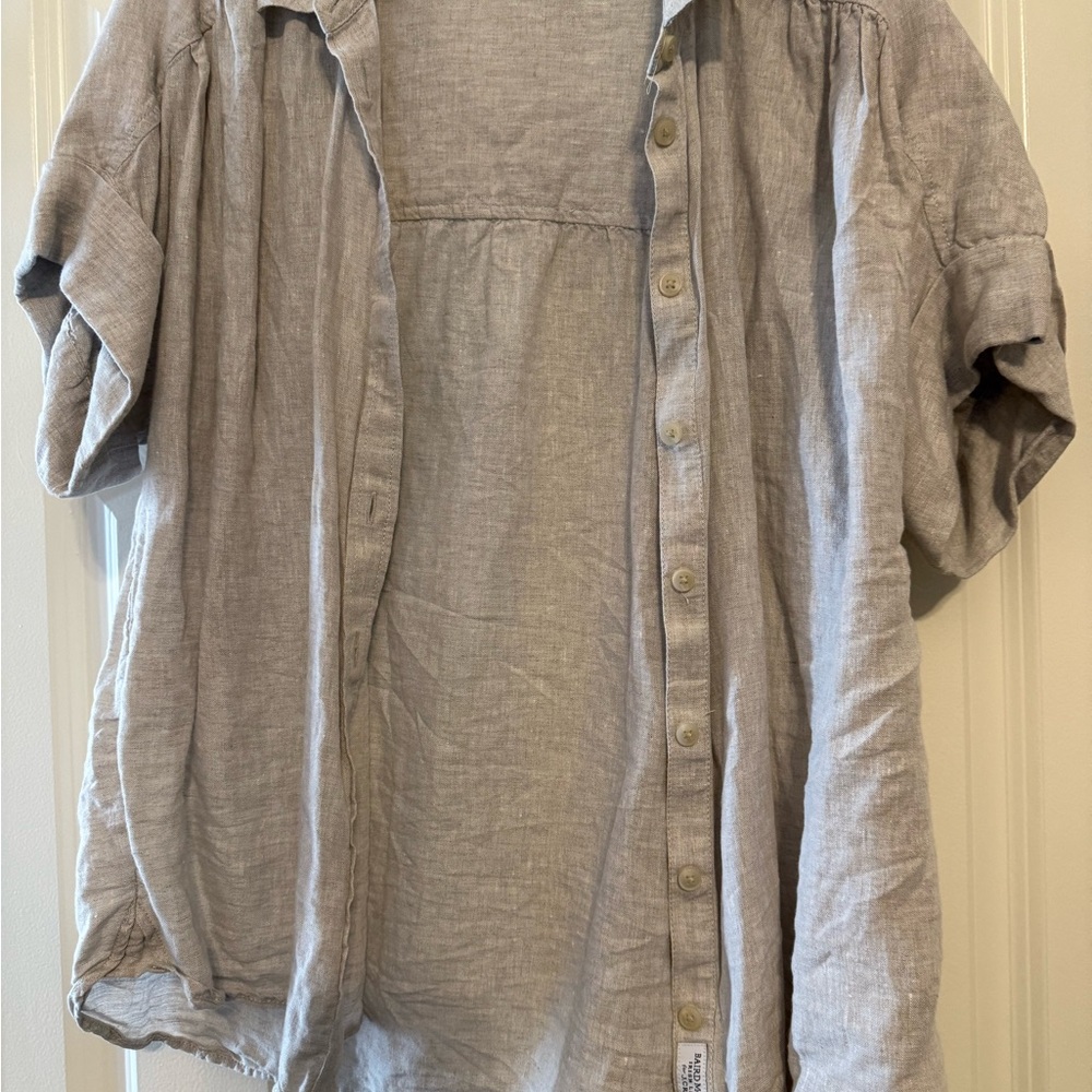 J. Crew Tan Linen Baird McNutt Casual Button Down Shirt